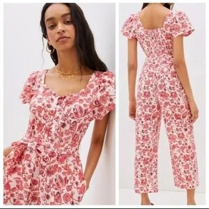 Find Me Now The Label Anthropologie Jumpsuit Paisley Effie Floral Red White M